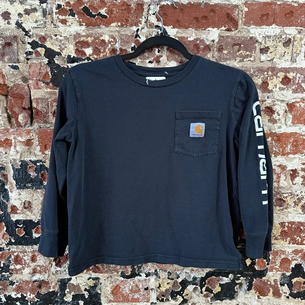 Carhartt Boys Youth Long Sleeve Pocket T Shirt Sleeve Graphic Small 8-10